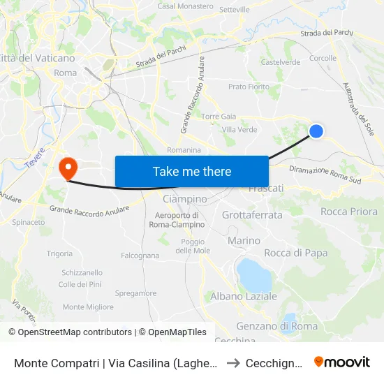 Monte Compatri | Via Casilina (Laghetto) to Cecchignola map