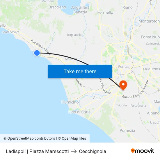 Ladispoli | Piazza Marescotti to Cecchignola map
