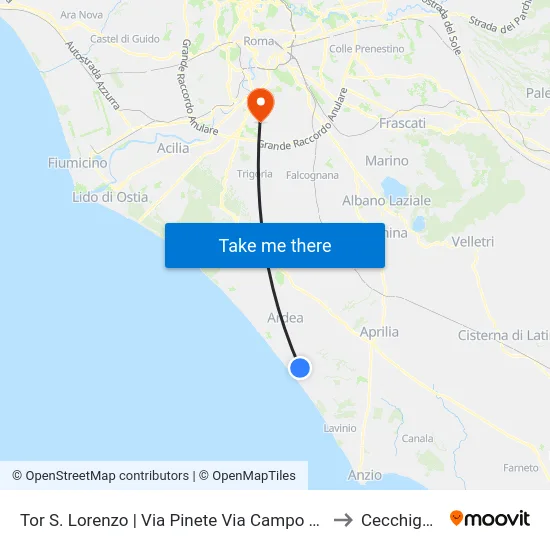 Tor S. Lorenzo | Via Pinete Via Campo Di Carne to Cecchignola map