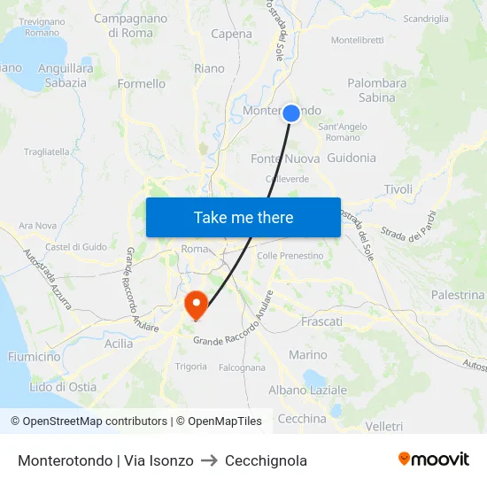 Monterotondo | Via Isonzo to Cecchignola map