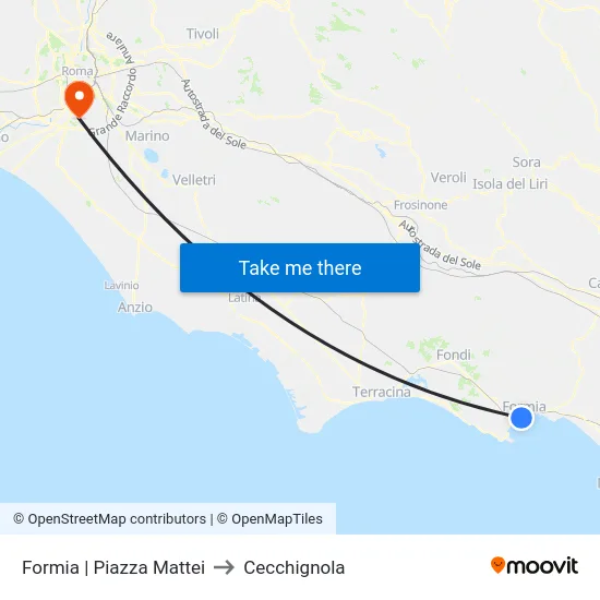 Formia | Piazza Mattei to Cecchignola map