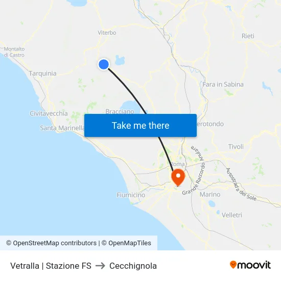 Vetralla | Stazione FS to Cecchignola map