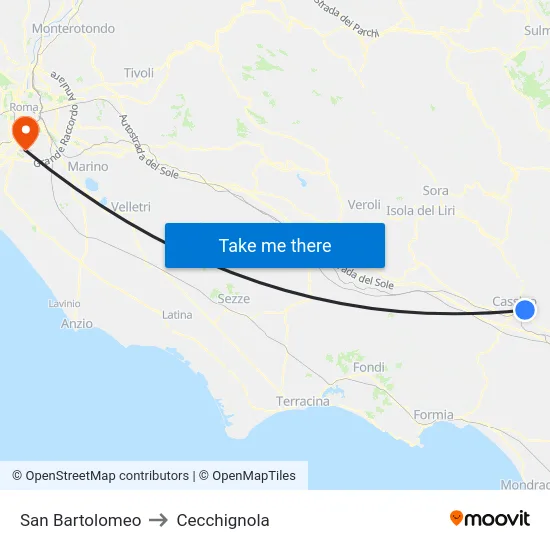 San Bartolomeo to Cecchignola map