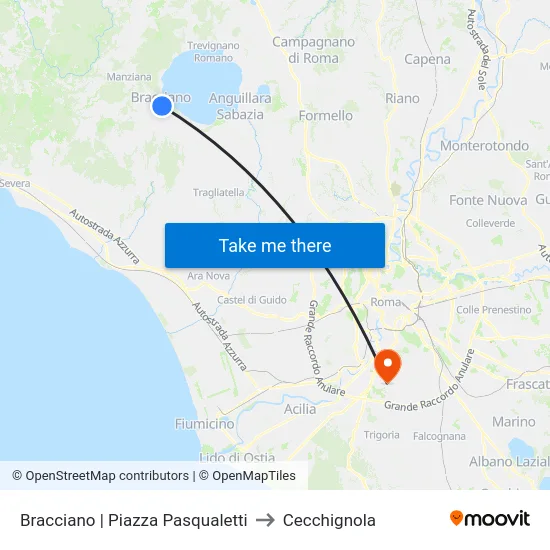 Bracciano | Piazza Pasqualetti to Cecchignola map