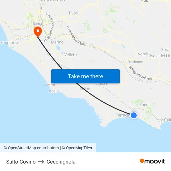 Salto Covino to Cecchignola map