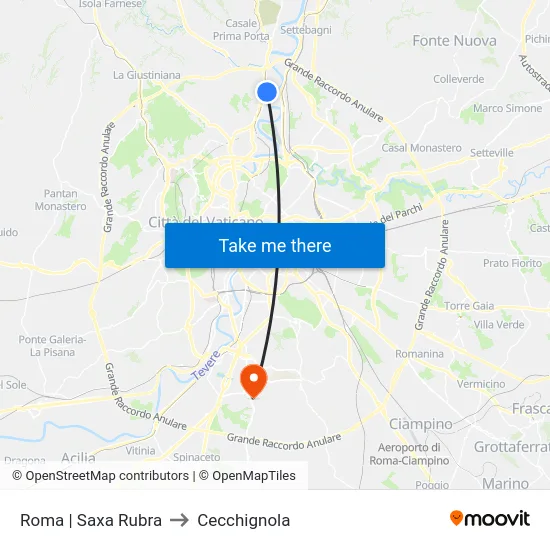 Roma | Saxa Rubra to Cecchignola map