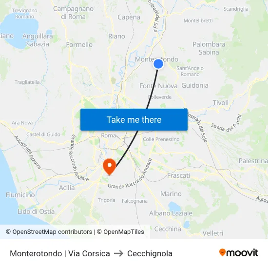 Monterotondo | Corsica Street to Cecchignola map
