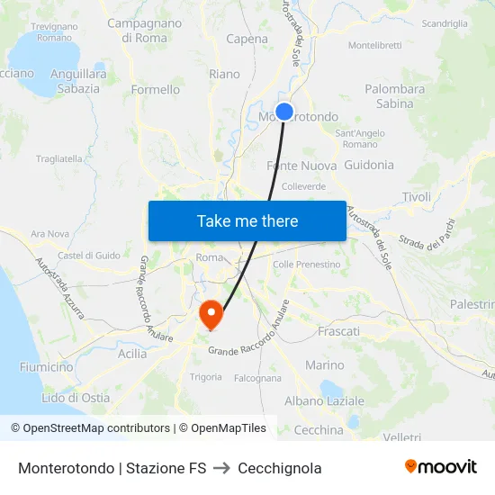 Monterotondo | Stazione FS to Cecchignola map