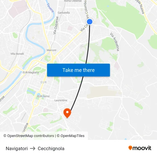 Navigatori to Cecchignola map