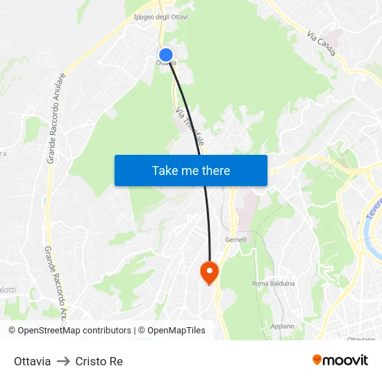 Ottavia to Cristo Re map