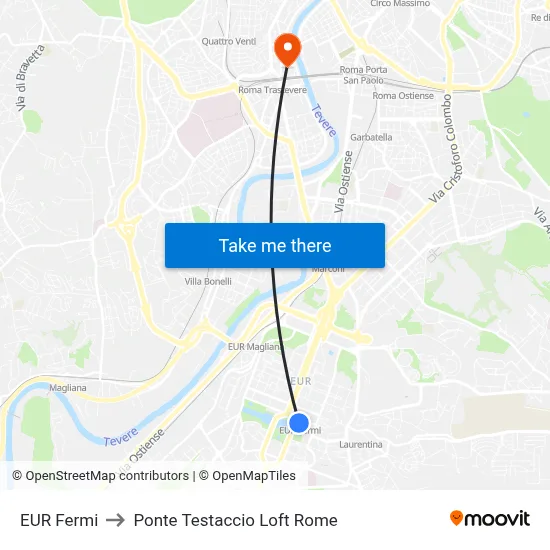 EUR Fermi to Testaccio Bridge Loft Rome map