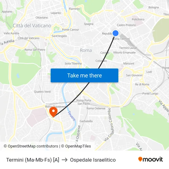 Termini (Ma-Mb-Fs) [A] to Ospedale Israelitico map