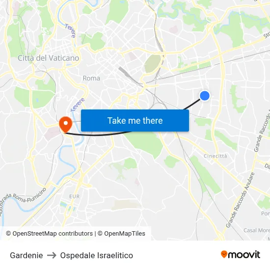 Gardenie to Israelitic Hospital map
