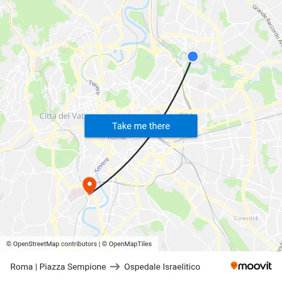 Roma | Piazza Sempione to Ospedale Israelitico map