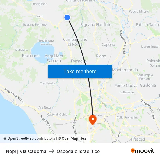 Nepi | Via Cadorna to Ospedale Israelitico map