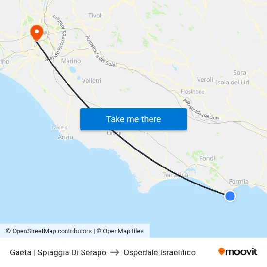 Gaeta | Spiaggia Di Serapo to Ospedale Israelitico map