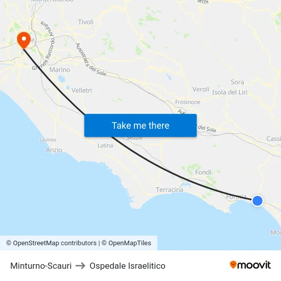 Minturno-Scauri to Ospedale Israelitico map