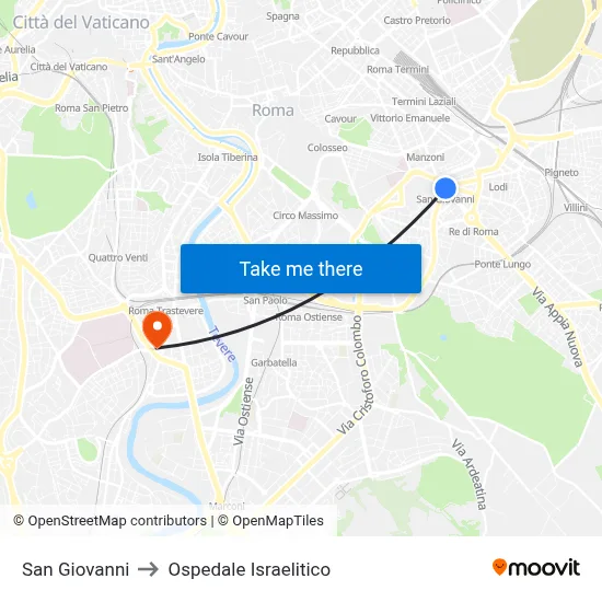 San Giovanni to Israelitic Hospital map