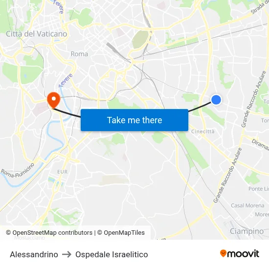 Alessandrino to Israelitic Hospital map