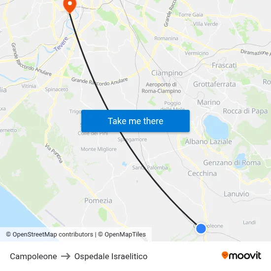 Campoleone to Israelitic Hospital map