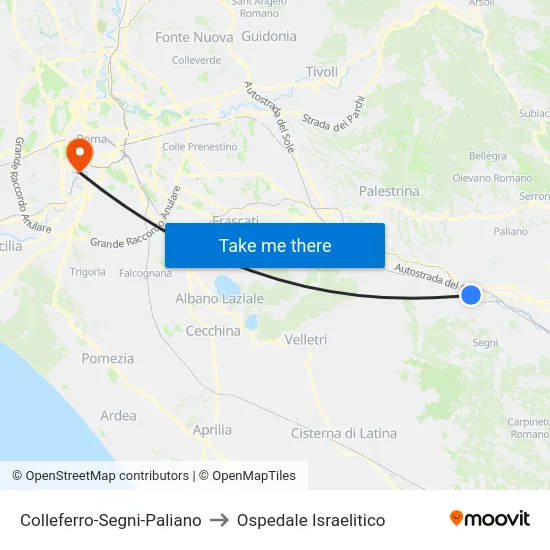 Colleferro-Segni-Paliano to Ospedale Israelitico map