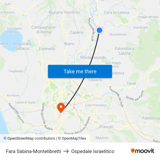 Fara Sabina-Montelibretti to Ospedale Israelitico map