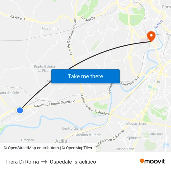 Fiera Di Roma to Ospedale Israelitico map