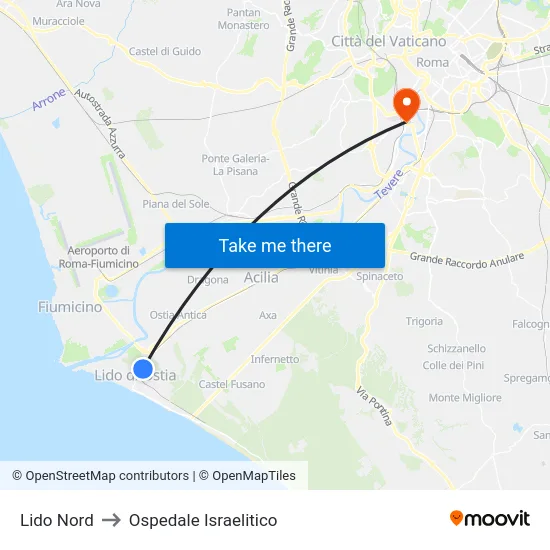 Lido Nord to Ospedale Israelitico map