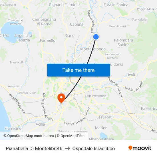 Pianabella Di Montelibretti to Ospedale Israelitico map
