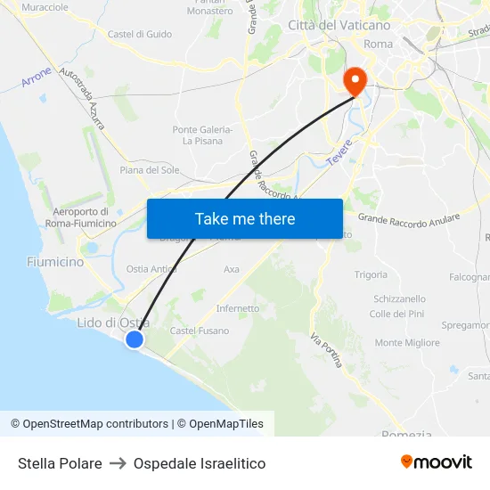 Stella Polare to Ospedale Israelitico map