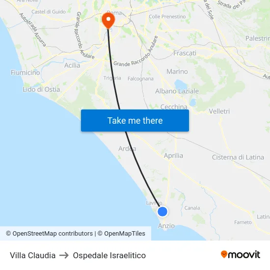 Villa Claudia to Ospedale Israelitico map