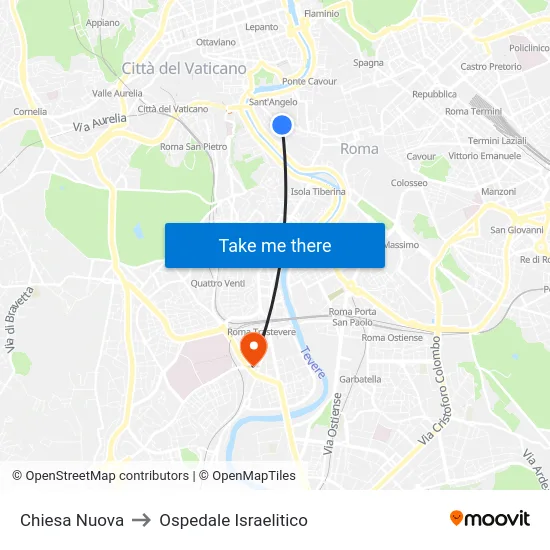 Chiesa Nuova to Ospedale Israelitico map