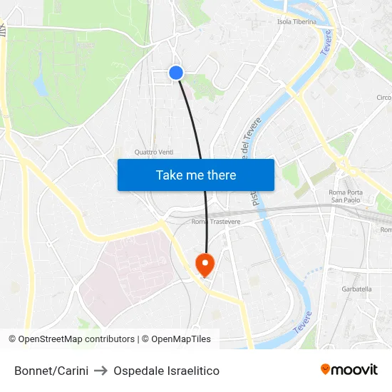 Bonnet/Carini to Ospedale Israelitico map