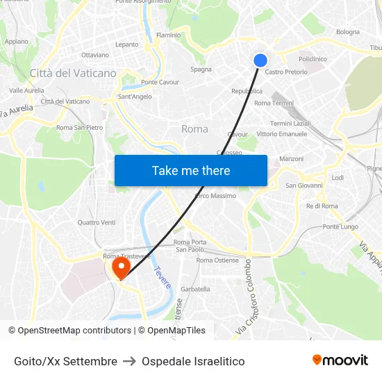 Goito/Xx Settembre to Ospedale Israelitico map