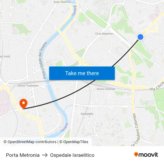 Porta Metronia to Ospedale Israelitico map