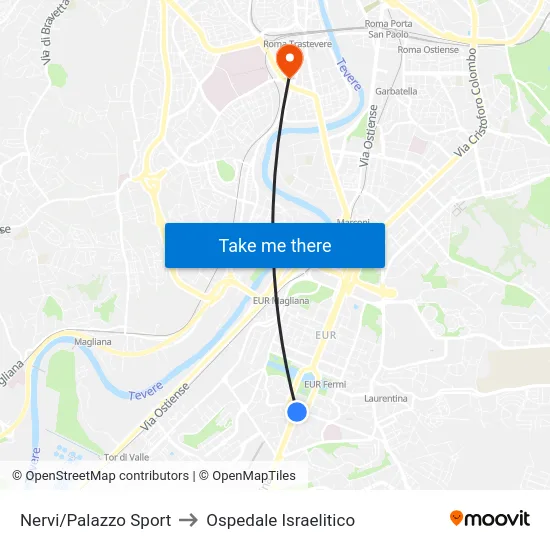 Nervi/Palazzo Sport to Ospedale Israelitico map