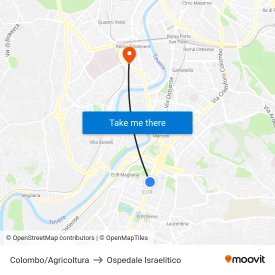Colombo/Agricoltura to Ospedale Israelitico map