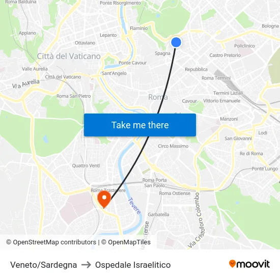 Veneto/Sardegna to Ospedale Israelitico map