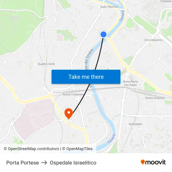 Porta Portese to Ospedale Israelitico map