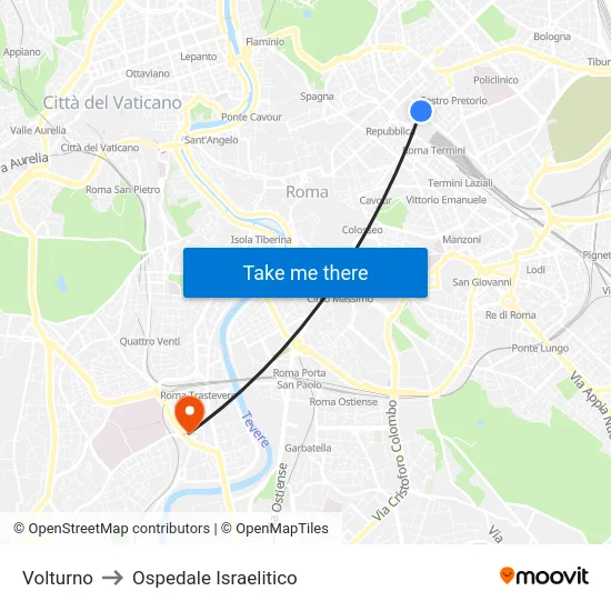 Volturno to Ospedale Israelitico map