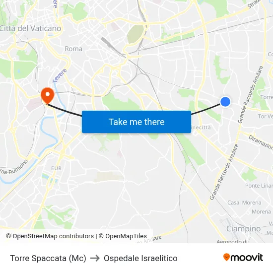 Torre Spaccata (Mc) to Israelitic Hospital map