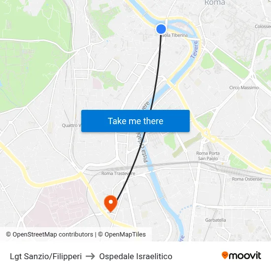 Lgt Sanzio/Filipperi to Ospedale Israelitico map