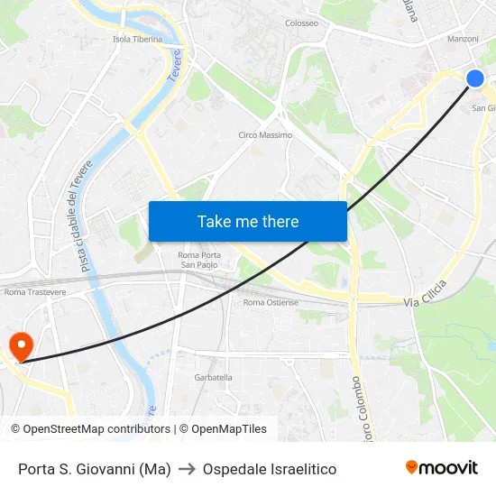 Porta S. Giovanni (Ma) to Ospedale Israelitico map