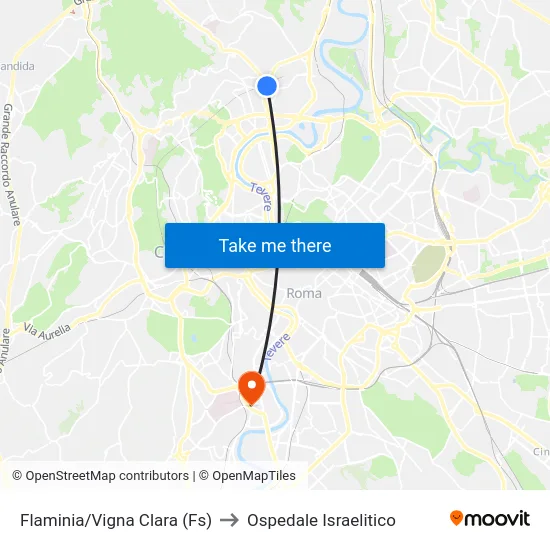 Flaminia/Vigna Clara (Fs) to Ospedale Israelitico map