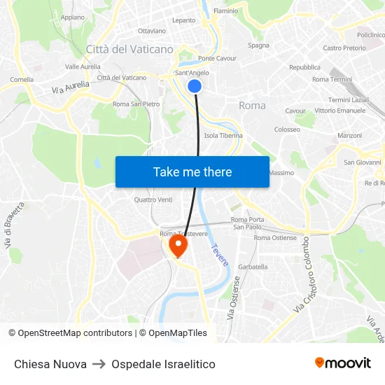Chiesa Nuova to Ospedale Israelitico map