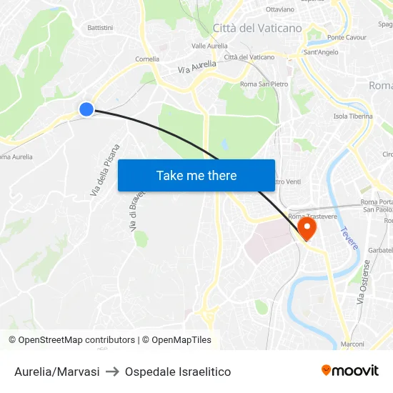Aurelia/Marvasi to Ospedale Israelitico map