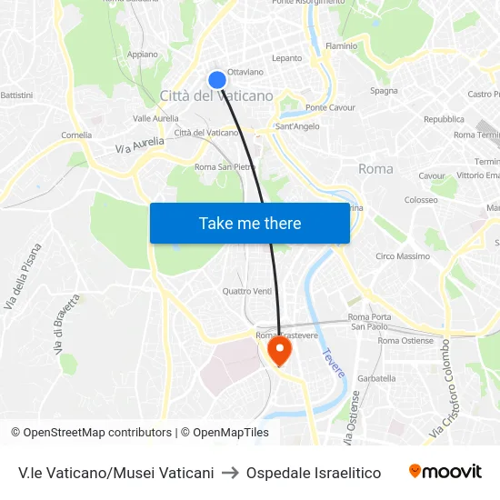 V.le Vaticano/Musei Vaticani to Ospedale Israelitico map