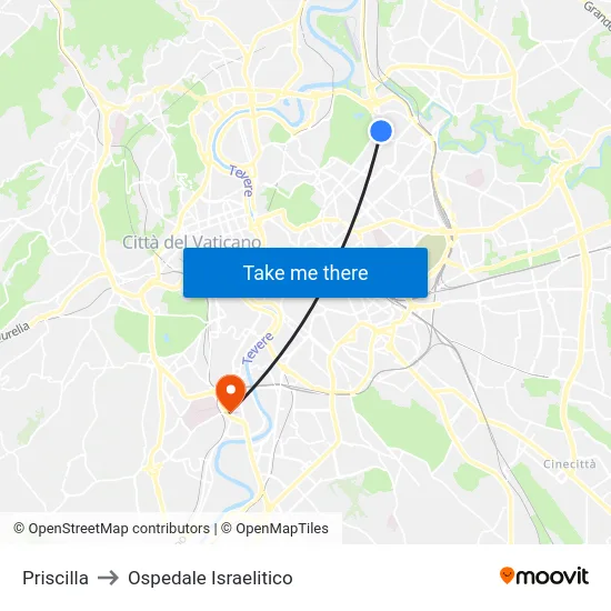 Priscilla to Ospedale Israelitico map
