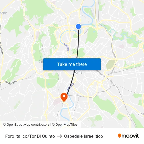 Foro Italico/Tor Di Quinto to Ospedale Israelitico map