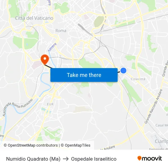 Numidio Quadrato (MA) to Israelitic Hospital map